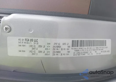 2019 Chrysler Pacifica Limited z USA, uszkodzony, nr VIN 2C4RC1GG1KR569665